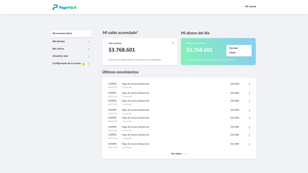 Pago Fácil Dashboard